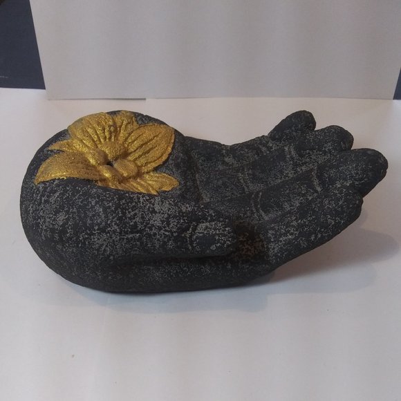 Volcanic Stone Incense Holder  Black Hand lotus flower - Picture 16 of 16